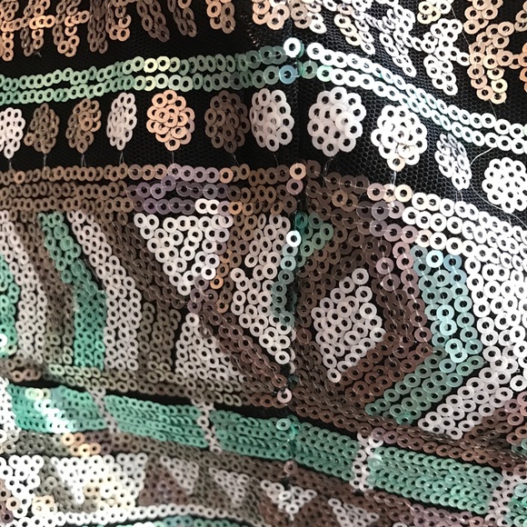 🛑 NOT FOR SALE: Turquoise metallic sequined strapless dress, NWT - Picture 5 of 6